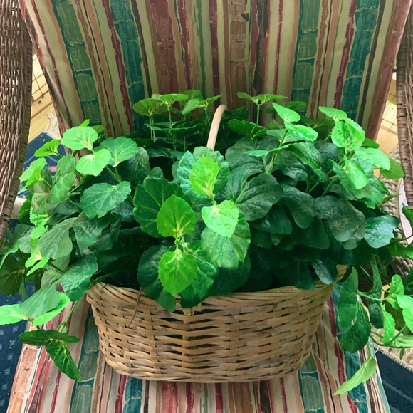 Other - Large Fake Plant in a Trendy Shabby Chic Basket